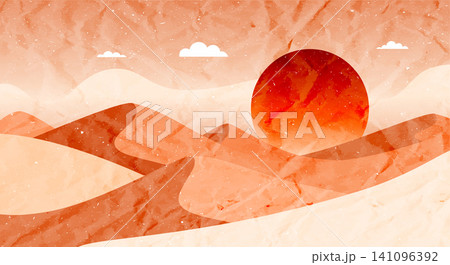 Orange Sunset Desert Landscape 141096392