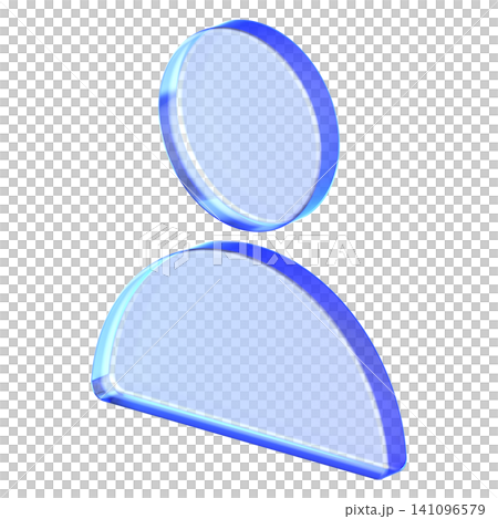 Glassmorphism icon featuring simple transparent user avatar profile with blue glossy finish Glassmorphism icon featuring simple transparent user avatar profile with blue glossy finish 141096579