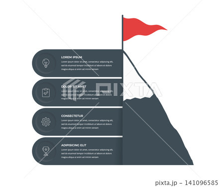 Four Steps of Success Infographic Template with Mountain Four Steps of Success Infographic Template with Mountain 141096585
