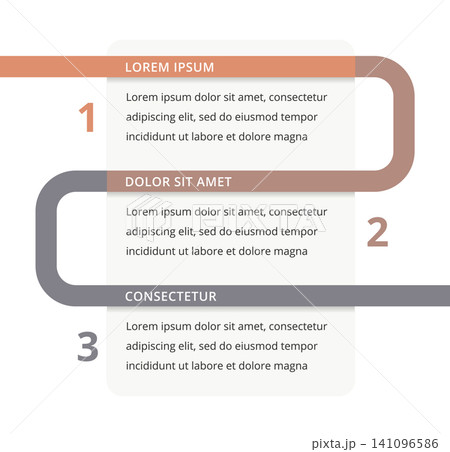Curved Timeline Business Infographic Template with Three Steps Curved Timeline Business Infographic Template with Three Steps 141096586