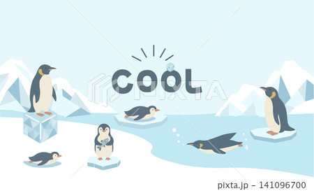 ペンギンの夏バナーイラスト 夏素材 夏フレーム 背景 フラットデザイン コピースペース付きイラスト ペンギンの夏バナーイラスト 夏素材 夏フレーム 背景 フラットデザイン コピースペース付きイラスト 141096700