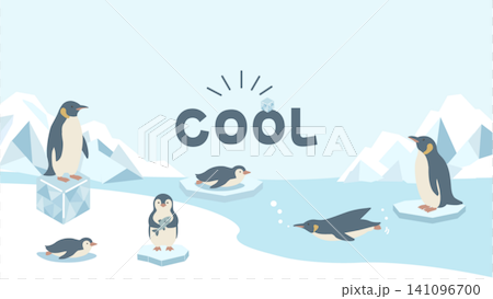 ペンギンの夏バナーイラスト 夏素材 夏フレーム 背景 フラットデザイン コピースペース付きイラスト ペンギンの夏バナーイラスト 夏素材 夏フレーム 背景 フラットデザイン コピースペース付きイラスト 141096700