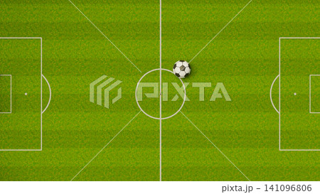 3D Render Football Soccer Field Aerial View with Ball at Center Circle World Cup Concept 3D Render Football Soccer Field Aerial View with Ball at Center Circle World Cup Concept 141096806