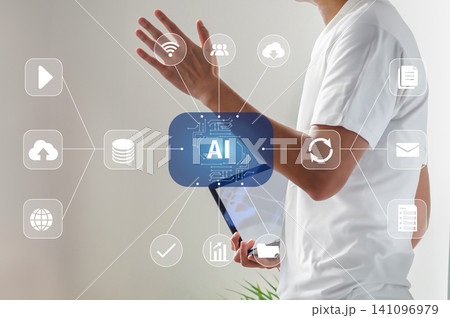 ビジネスにおけるAI技術とDXの活用 最新テクノロジーを駆使したスマートワークのイメージ ビジネスにおけるAI技術とDXの活用 最新テクノロジーを駆使したスマートワークのイメージ 141096979
