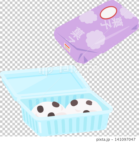 Mame daifuku in a plastic pack and a paper wrapping from a Japanese confectionery shop 141097047
