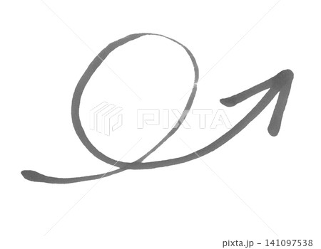 じんわりしたマーカーで描いた矢印10モノクロ じんわりしたマーカーで描いた矢印10モノクロ 141097538