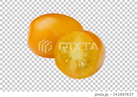 Yellow mini tomato and cross-section cutout PNG image Yellow mini tomato and cross-section cutout PNG image 141097637