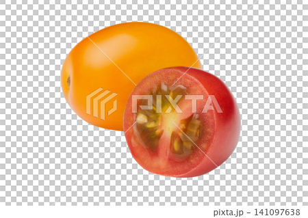 Yellow and red mini tomato cutout PNG image 141097638