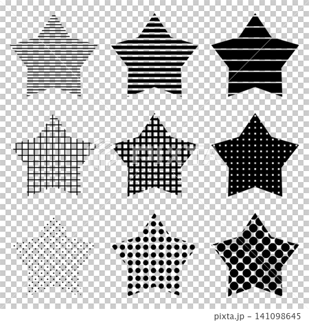 A set of monochrome star-shaped illustrations with geometric patterns. A set of monochrome star-shaped illustrations with geometric patterns. 141098645