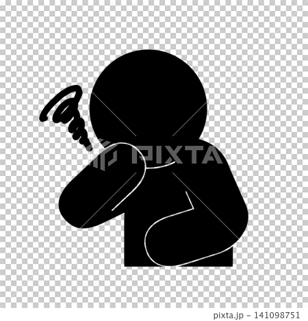 Simple pictogram of the upper body of a person feeling unwell Simple pictogram of the upper body of a person feeling unwell 141098751