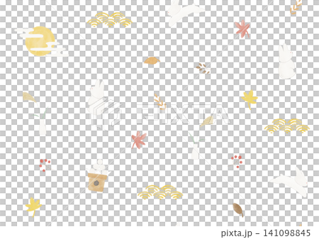 A modern Japanese seamless pattern for moon viewing, watercolor style. A modern Japanese seamless pattern for moon viewing, watercolor style. 141098845