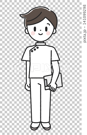 Smiling male nurse, full body, front view, icon Smiling male nurse, full body, front view, icon 141099298