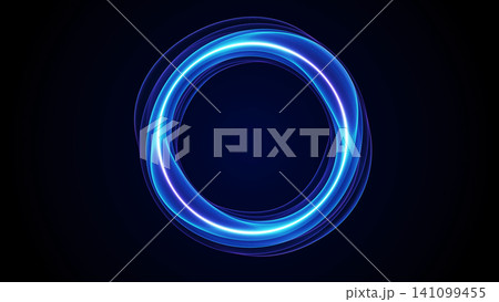 Glowing blue neon circle on dark background for HUD interface, quantum technology and modern UI design. Glowing blue neon circle on dark background for HUD interface, quantum technology and modern UI design. 141099455