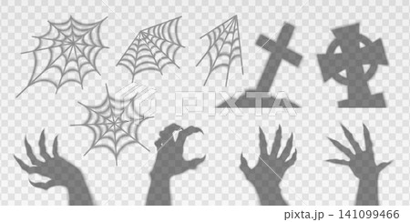 Scary monster hands, grave cross and cobweb 141099466