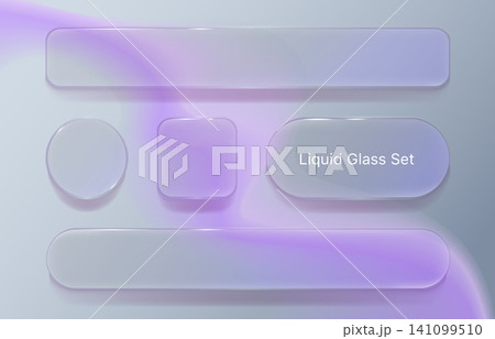 Transparent liquid glass ui buttons, fluid texture Transparent liquid glass ui buttons, fluid texture 141099510