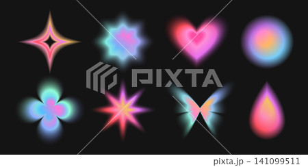 Y2k gradient figures, flower, stars and soft blur Y2k gradient figures, flower, stars and soft blur 141099511