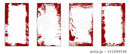 Rough brush border with grunge red paint strokes Rough brush border with grunge red paint strokes 141099546