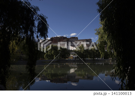 Potala Palace in Lhasa Reflecting on Calm Lake Potala Palace in Lhasa Reflecting on Calm Lake 141100013