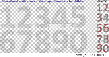 Educational math mazes worksheet in shape of numbers for children Educational math mazes worksheet in shape of numbers for children 141100017