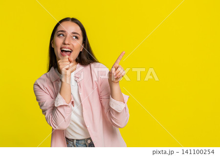 Woman singing into imaginary microphone with closed eyes expressing emotions feeling like music star Woman singing into imaginary microphone with closed eyes expressing emotions feeling like music star 141100254