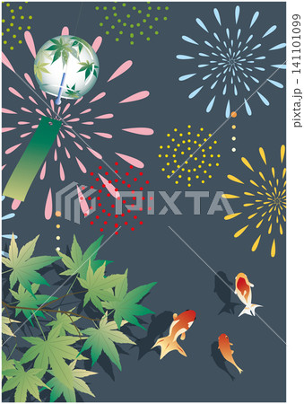 夏の涼しい金魚の夏イメージ背景 夏の涼しい金魚の夏イメージ背景 141101099