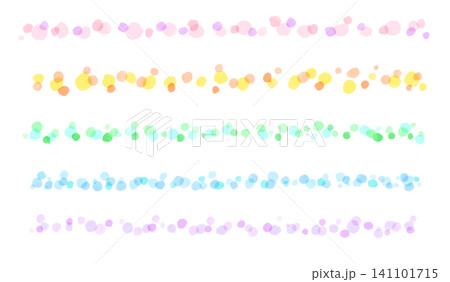 水彩風の手書き飾り線・罫線セット 背景透過PNG素材 水玉ライン 141101715