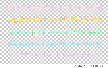 水彩風の手書き飾り線・罫線セット 背景透過PNG素材 水玉ライン 141101715