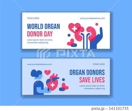 World Organ Donor Day Social Media Banner Flat Cartoon Hand Drawn Illustration 141101735