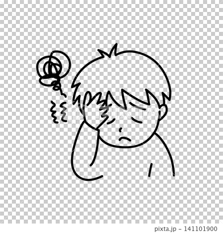 シンプルな病気の子供のイメージイラスト 頭痛 シンプルな病気の子供のイメージイラスト 頭痛 141101900