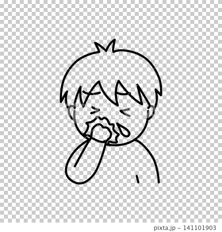Simple illustration of a sick child: runny nose Simple illustration of a sick child: runny nose 141101903