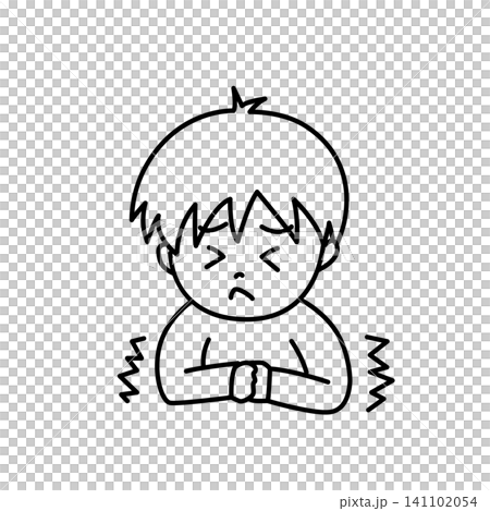 Simple illustration of a sick child: stomach ache 141102054
