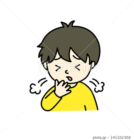 シンプルな病気の子供のイメージイラスト 咳 カラー シンプルな病気の子供のイメージイラスト 咳 カラー 141102308