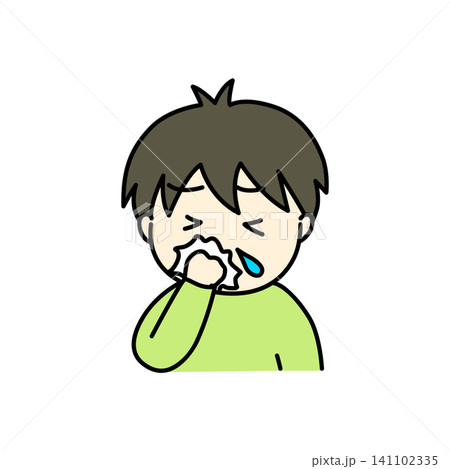 シンプルな病気の子供のイメージイラスト　鼻水　カラー 141102335