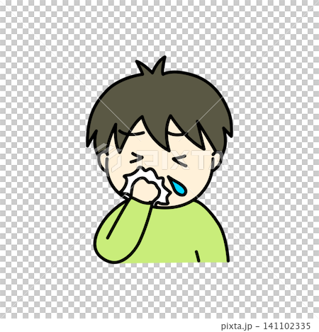 シンプルな病気の子供のイメージイラスト　鼻水　カラー 141102335