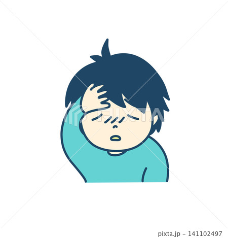 シンプルな病気の子供のイメージイラスト　熱　カラー 141102497