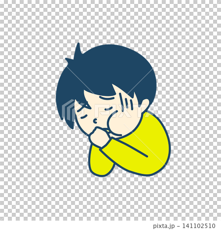 シンプルな病気の子供のイメージイラスト 吐き気 カラー シンプルな病気の子供のイメージイラスト 吐き気 カラー 141102510