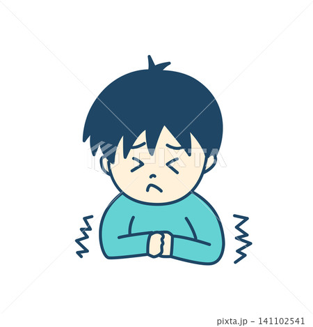 シンプルな病気の子供のイメージイラスト おなか・腹痛 カラー シンプルな病気の子供のイメージイラスト おなか・腹痛 カラー 141102541