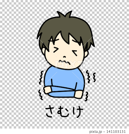 一幅簡單的生病兒童插圖;發冷;彩色;附文字。 一幅簡單的生病兒童插圖;發冷;彩色;附文字。 141103131