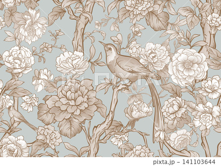 chinoiserie pattern with birds chinoiserie pattern with birds 141103644