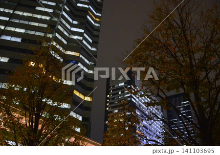 2014年品川駅東口方面都心ビル街の夜景 141103695