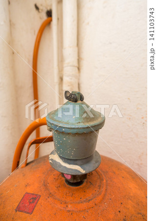 Domestic Gas Cylinder Stored in Outdoor Patio Domestic Gas Cylinder Stored in Outdoor Patio 141103743
