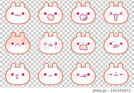 かわいいうさぎの表情セット イラスト素材 かわいいうさぎの表情セット イラスト素材 141103872