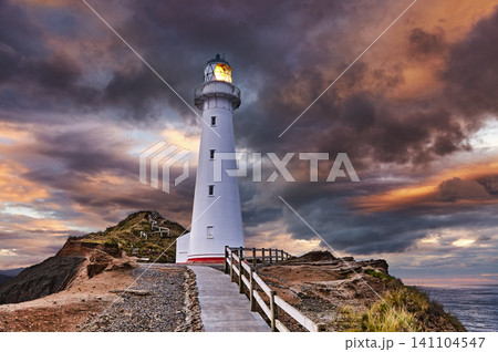 Castle Point Lighthouse at sunrise on the Wairarapa Coast in New Zealand Castle Point Lighthouse at sunrise on the Wairarapa Coast in New Zealand 141104547