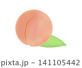 シンプルな葉付きの桃のイラスト　夏のフルーツ 141105442