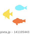 カラフルな熱帯魚と魚のシルエット・アイコンイラストセット　海の生き物　夏素材 141105443