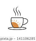 Coffee cup logo with sun, ideal for coffee shops and morning beverages design 141106285