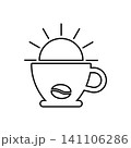 Coffee cup logo with sun, ideal for coffee shops and morning beverages design 141106286
