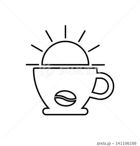Coffee cup logo with sun, ideal for coffee shops and morning beverages design Coffee cup logo with sun, ideal for coffee shops and morning beverages design 141106286
