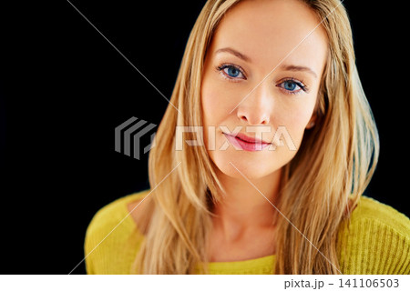 Skincare, results or portrait of woman in studio isolated on black background for mockup space. Smooth, facial cosmetics or face of confident model, lady or natural female person with shine and glow Skincare, results or portrait of woman in studio isolated on black background for mockup space. Smooth, facial cosmetics or face of confident model, lady or natural female person with shine and glow 141106503