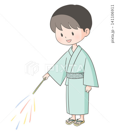 手持ち花火をする男の子のイラスト 手持ち花火をする男の子のイラスト 141106911
